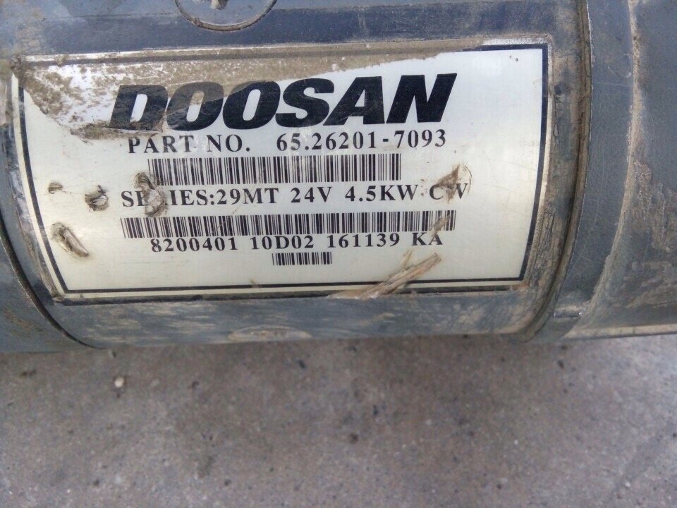 Doosan Excavator Parts, Starter Motor For Engine 65.26201-7093